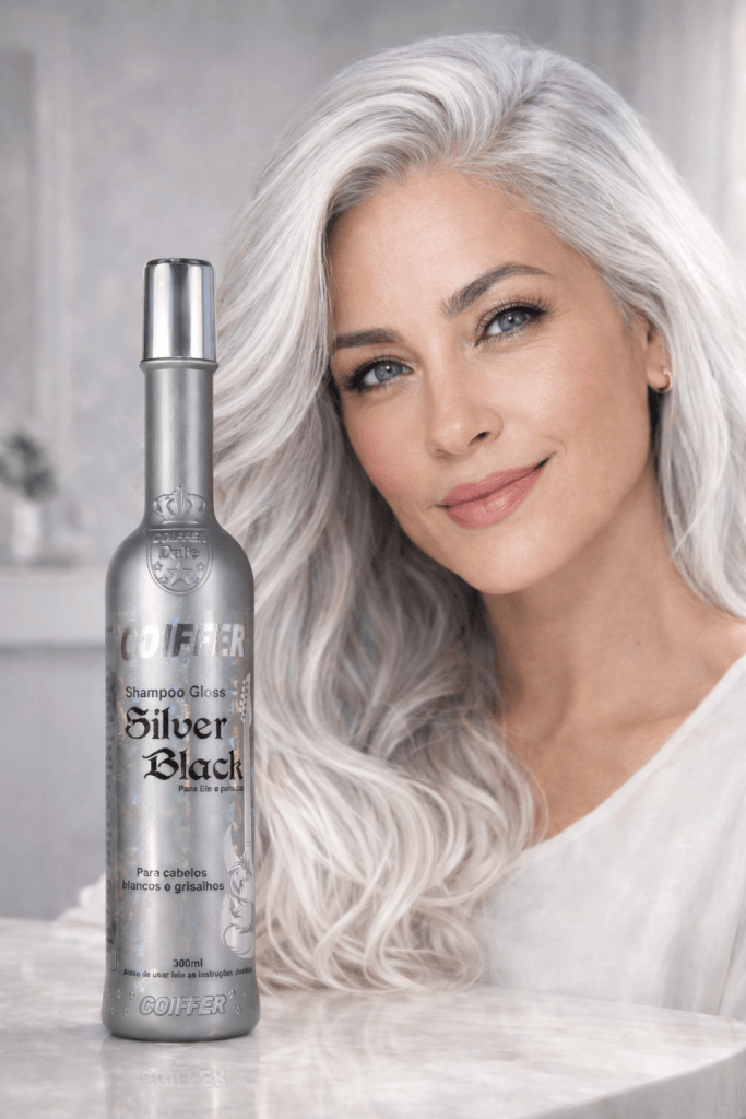 Shampoo Gloss Silver Black COIFFER para cabellos blancos y grises